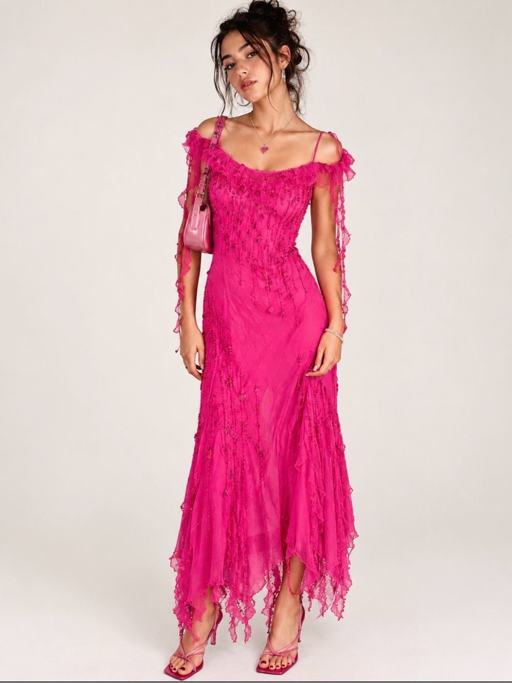 Vintage silk Lara Design Y2k sequined Fairy Gown